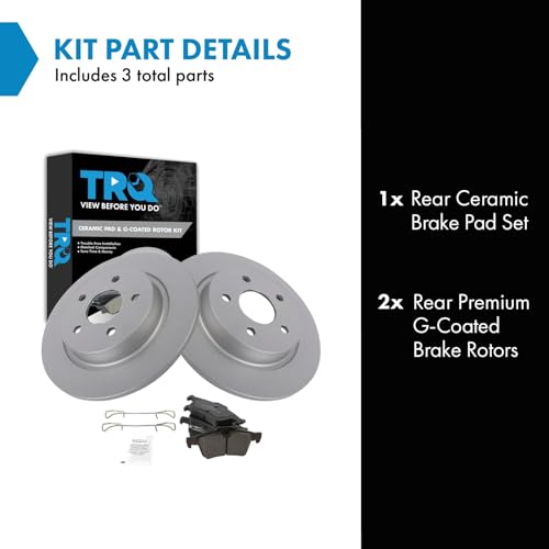 Image of TRQ Rear Brake Pad and Rotor Set Ceramic Coated Rotors Compatible with 2005 Volvo S40 2005 V50