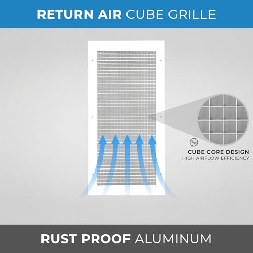 Image of 14 inch x 32 inch or 32 inch x 14 inch Cube Core Eggcrate Return Air Grille - Aluminum Rust Proof - HVAC Vent Duct Cover - White [Outer Dimensions: 15.75 x 33.75]