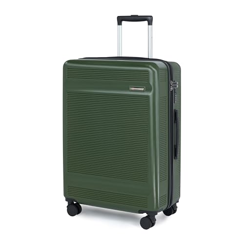 Image of SWISS MILITARY Pascal Lightweight PC Hard Large Check in Travel Luggage Trolley Bag with Anti-Theft Zippers & 3-Dial Lock, 360 Wheels, Wet Pocket & Aluminium Handle Suitcase Set of 3 -Olive