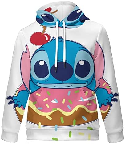 Lahodnamw Stitch Hoodie Women Men Cartoon Jumpers,Adult Christmas Sweatshirt Hooded 3D Pullover Comfy Warm Wearable Sweatshirt Blanket with Kangaroo Pocket