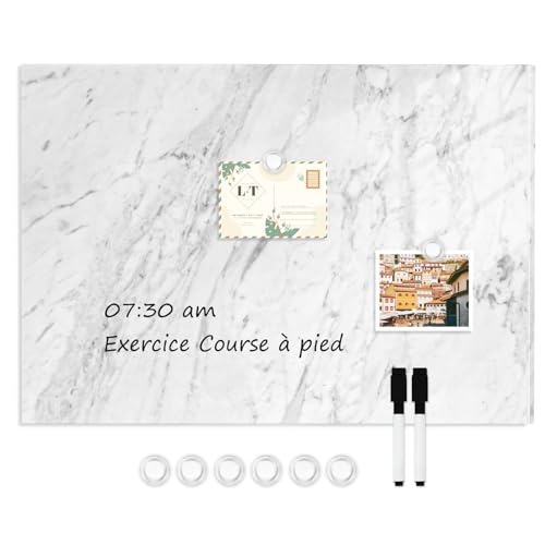 DOLLAR BOSS Tableau blanc magnétique, 30 x 40cm tableau magnétique pour le mur, impression tableau d'affichage magnétique Memoboard avec 6 aimants, 2 stylos