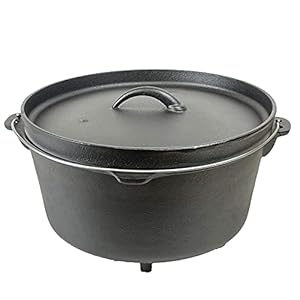 Cuisiland 20Qt DIA 17-inch Huge Pre-seasoned Cast iron Dutch oven with 3 Legs