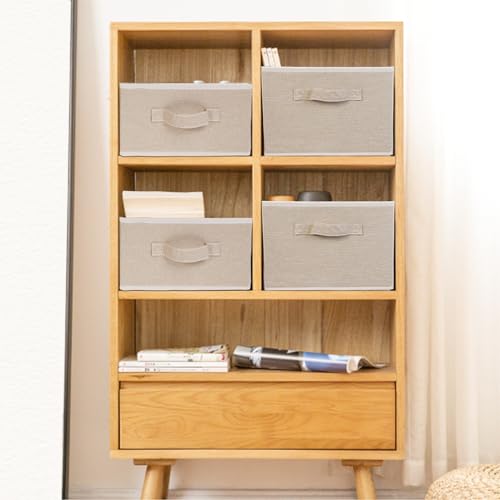 JAKAGO Fabric Storage Bins set of 4 Rectangle Storage Baskets with Handle Foldable Closet Organizer for Clothes Towel bedding Books Collapsible Clothing Container for Shelves Bedroom(Beige Low) by JAKAGO - Image 7