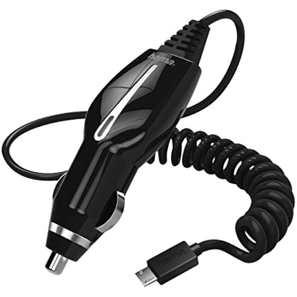 Hama Ładowarka Samochodowa MicroUSB (Do samochodu, Do Gniazda Zapalniczki, Kabel Spiralny, 1,2 A) Czarna