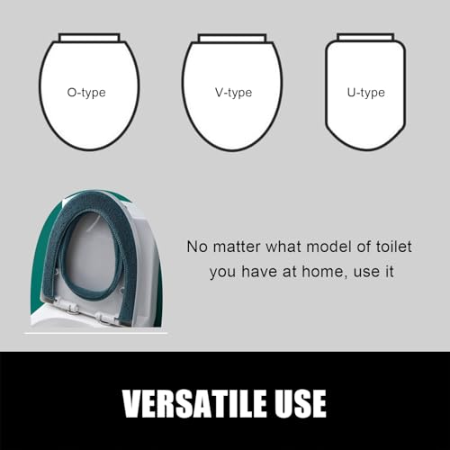 AOOTUERL 2er-Pack dickere Badezimmer-Toilettensitzbezüge - weiche, dickere, wärmere, dehnbare, waschbare Stoff-Toilettensitzbezüge, einfache Installation, bequeme Toilettendeckel-Sitzbezüge