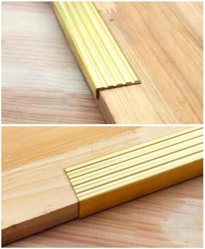 Brass Anti-Slip Stair Nosing Edge Trim - Durable Step Protector Strip for Wood & Tile - Corner Threshold Cover - 1pc (38x18mm) - Enhance Safety & Style