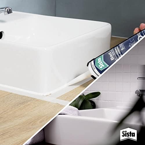 Sista Pattex Bad Silikon, Sanitärsilikon für neuen Glanz im Bad, Fugendichtmasse mit vielfachem Schimmelschutz, antibakterielle Dichtmasse für viele Materialien*, 1x280ml, weiß