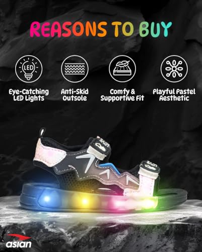 Image of ASIAN KIDS STARWALK-11 Casual Sandals with adjustable velcro closure for easy wear with flexible fitting and trendy and stylish looks ideal for everyday use for kids, girls as well as boys