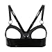 renvena Womens Wet Look Hollow Out Cage Bra Latex Cupless Bralette Bra Top Sexy Lingerie Nightwear Black Large
