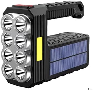 Vellichor Mega Power 8 LED Solar Handheld Torch - Super Bright Rechargeable Portable Flashlight Powerful Work Equipment Light for Camping Home use Emergency lamp Spotlight, (1007100213)