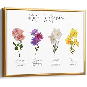 Mothers Day Gifts – Unique Gifts for Mom from Daughter Son with Birth Month Flowers and Names – Anniversary Christmas Birthday Gifts for Mom Grandma – Gift Wrapping Available