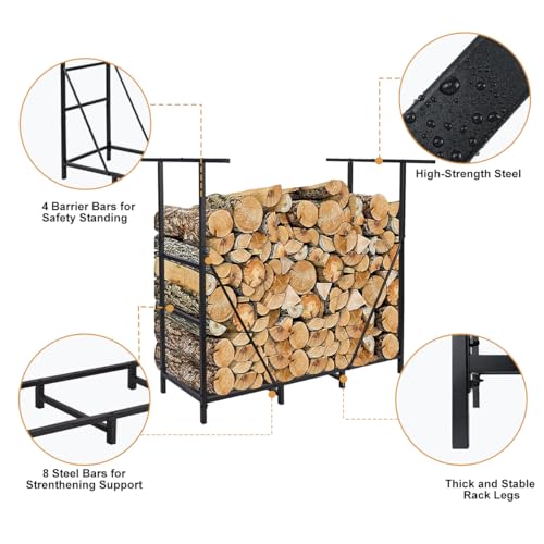 image for Vailge 4ft Adjustable Heavy Duty Firewood Holder, Outdoor Indoor Firep