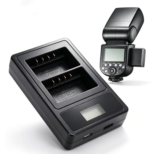 LICAEVEY Camera Flash Battery Charger, LCD Display Fast Charger for VB26 VB26B VB30 Batteries, with Smart Chip for Over Voltage Current Protection