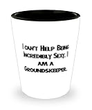 MIPOMALL Inspire Groundskeeper Gifts, I can't Help Being Incredibly Sexy. I am a, Funny Birthday Shot Glass For Men Women From Colleagues, Groundskeeper present, Groundskeeper gift ideas, Gift for