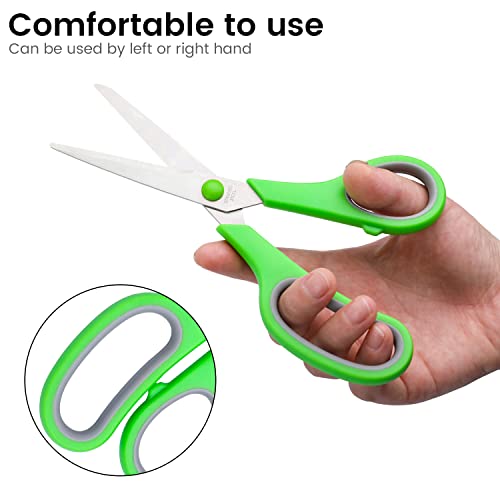 Scissors Set Of 5-Pack, 8" Scissors All Purpose Comfort-Grip Handles Sharp Scissors For Office Home School Craft Sewing Fabric Supplies, High/Middle School Student Teacher Scissor, Right/Left Handed #TOP3