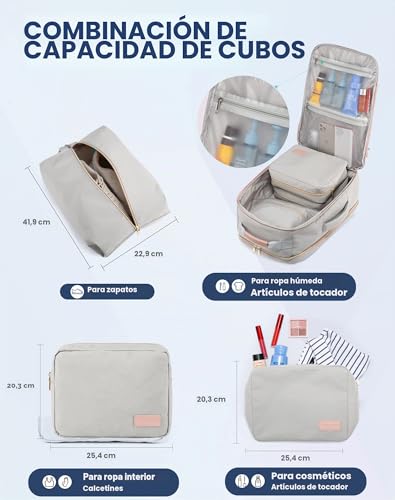 Miniatura 5 de Lovevook Mochila De Viaje, Impermeable 40l Mochilas Maletas Cabin Avion Para Easyjet Ryanair, Bolsa De Viaje Mujer Equipaje De Mano Computadora Portátil 17 Pulgadas Gris