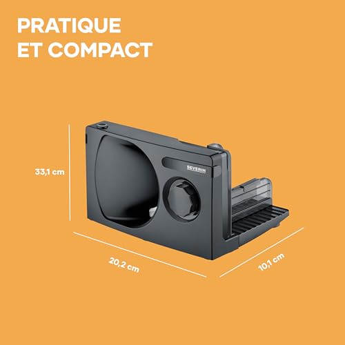 SEVERIN Trancheuse universelle, Trancheuse électrique pour découpe fine comme épaisse, Trancheuse à pain, fromage, avec lame en inox amovible, AS 9595, Noir – vue 8