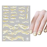 Calcomanías de uñas de oro, pegatinas para mujeres,Hermosa pegatina de uñas de ondas de mármol con seguridad - Productos de belleza, accesorio de mujeres prácticas ligeras para salones, compras, lugar