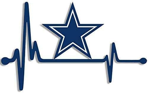 MAGNET 4x6.5 inch Heartbeat Lifeline Dallas Star Die Cut Sticker - dak love cowboys fan Magnetic vinyl bumper sticker sticks to any metal fridge, car, signs