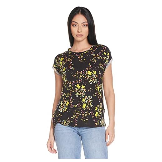 VERO MODA Damer Vmava Plain Ss Top Multi AOP Ga Noos T-shirt, Svart/aop: mila, XL