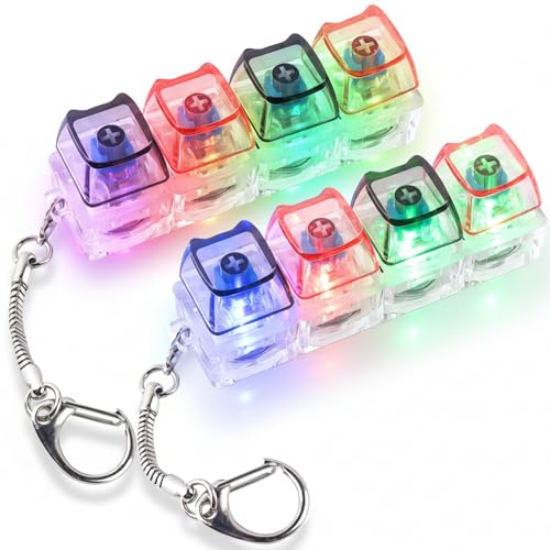 2 Pcs Keyboard Fidget Toy, Fidget Keychain Keyboard with LED Lights
