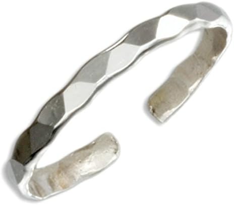 Toe Ring Sterling Silver Toe Ring Faceted Adjustable One Size Fits All Most