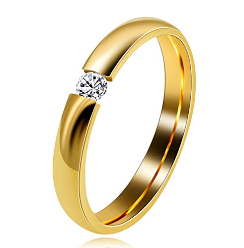 Uloveido 3mm 4mm Gold Stainless Comfort Fit Plain Bands, Matching Wedding Engagement Bands Rings for Women Men Y643