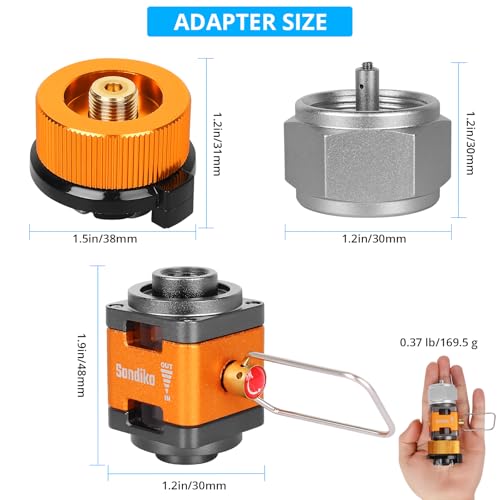 Sondiko Butane/Isobutane Refill Adapter, Fuel Transfer Device, Gas Converter Isobutane Canister Shifter, Gas Saver Plus for Fuel Canister, Backpacking Camping Stove, Burners