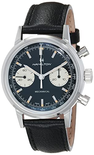 Hamilton American Classic Intra-Matic Mechanical Men's Watch, 40mm Stainless Steel Case, Swiss Made, Black Dial Analog Wrist Watch for Men, 100m Waterproof, Sapphire Crystal, Cow Leather Strap