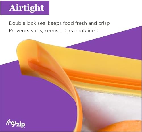 (re) zip Half Gallon Reusable Storage Bags | BPA-Free, Leak proof, Airtight, 100% Food-Grade for Lunch Meat, Food Storage and Freezer Use, 64 Ounces | 4-Pack - Thumbnail 3