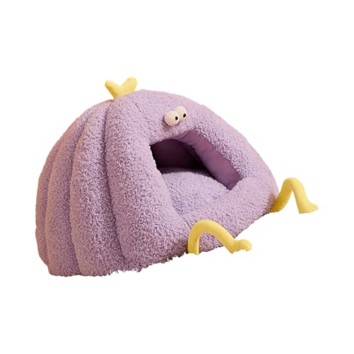Cartoon Theme Warm Pet Bed Semi Enclosed Shelter with Removable Cushion for Dogs Cats Soft Dog Bed with Cushion