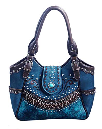 Texas West Western Style Rhinestone Concho Buckle Concealed Carry Purse Women Shoulder Bag in 4 colors