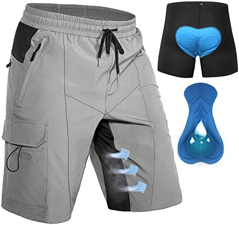 Hiauspor MTB Radlerhose Herren Fahrradhose Radhose 4D Gepolstert 5 Taschen
