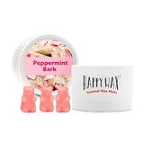 Happy Wax Peppermint Bark Scented Bear Wax Melts - Natural Strong Scented Holiday Wax Melts Infused w/Essential Oils - Non Toxic Wax Melt & Pet Safe Wax Melts - (4 oz Tin)