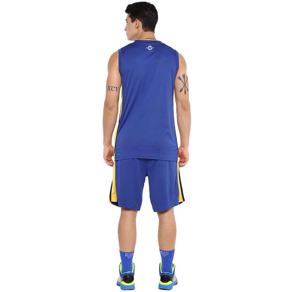 Nivia Panther Basketball Jersey Set for Men (XXL, Royal Blue/Lemon Yellow) 1