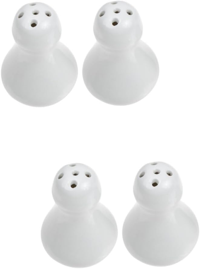 ABOOFAN 4 Pcs Salt Pepper Cup White Decor Tabletop Toothpick Case Home Decor Salt and Pepper Shakers White Porcelain Condiment Pot Modern Farmhouse Decor Ceramics Pepper Can, 8X5CMx2pcs, Whitex2pcs