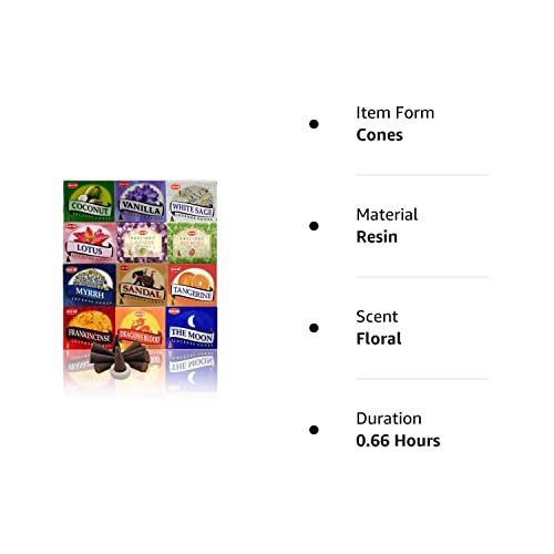 Hem Pack Of 12 Assorted Incense Cones (10 Cones Each Total 120 Cones ) #TOP5