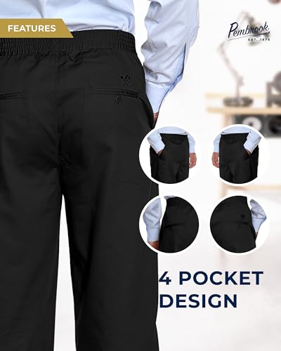 Pembrook Men's Elastic Waist Pants for Seniors - Black Elastic Waist Jeans | Relax Fit Elderly Men's Jeans