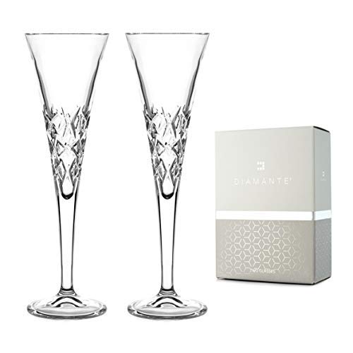 DIAMANTE Paire de flûtes à champagne Iceberg en cristal au plomb 24 %