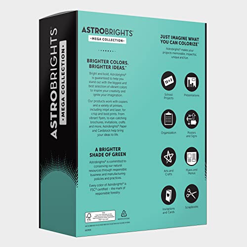 Astrobrights Mega Collection, Colored Paper, Punchy Pastel Blue Bliss, 625 Sheets, 24 Lb./89 Gsm, 8.5" X 11" - More Sheets! (91730) #TOP2