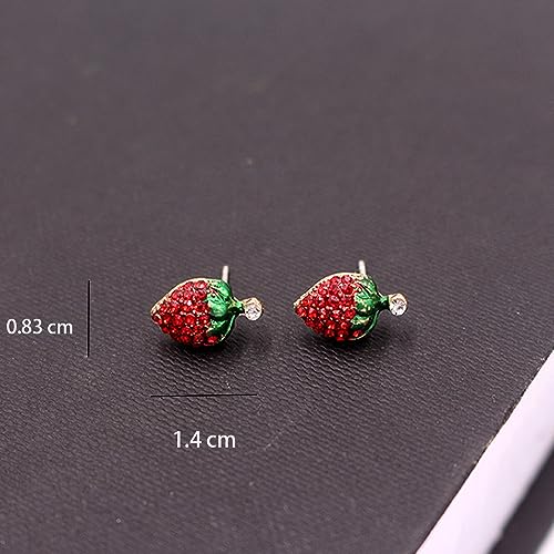 Strawberry Cubic Zirconia Statement Earring for Women Teen Girls S925 Sterling Silver Post Cute Fruit Cartilage Stud Earrings Lovely Gift Hypoallergenic Jewelry for Girlfriend Sister4