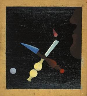 Peinture à l'huile Pinwheel c 1960 par Gusztav Sikuta, tableau vintage de 50x60 cm