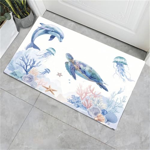 Tapis de sol absorbant lavable bleu paillasson antidérapant - 4