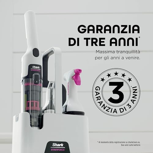 Shark Stainforce Pulitore Elettrico Senza Filo Leggero, Elimina Macchie E Odori Da Tappeti, Moquette, Tappezzeria, Scale, Auto. Con Cestello Di Stoccaggio, Accessori E Soluzione Detergente, HX100EUT - 2