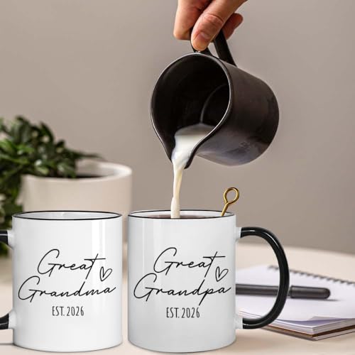 Gououoii Great Grandma Great Grandpa Est 2026 Mug Set - Grandma Coffee Cup - Pregnancy Reveal Mug – Pregnancy Announcement Mugs for Grandparents by Gououoii - Image 2