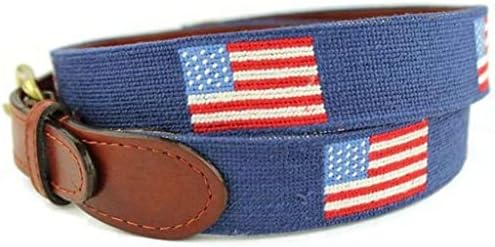 Smathers & Branson American Flag Needlepoint Belt in Navy