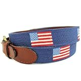 Smathers & Branson American Flag Needlepoint Belt in Navy