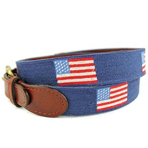 Smathers & Branson American Flag Needlepoint Belt In Navy #TOP2