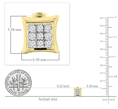 0.08 Carat (Ctw) 18K Yellow Gold Plated Sterling Silver Round Diamond Mens Kite Shape Stud Earrings #TOP4
