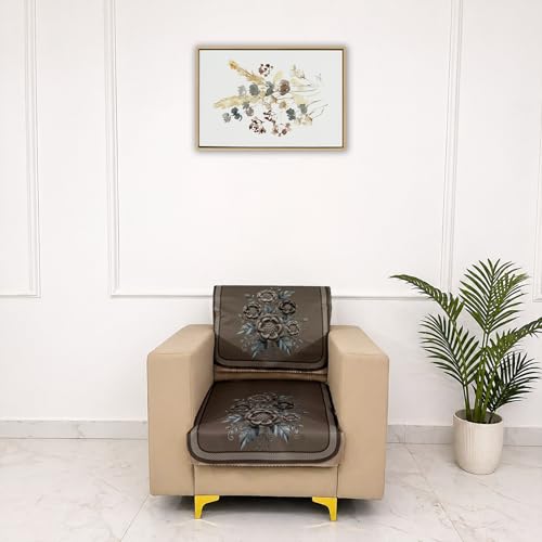 Image of Homerz Premium Waterproof Jasmine Joe Sofa Seat Cover - Floral Printed Sofa Protector | Non-Slip, Washable & Durable Sofa Protector (Mouse, 1 Seater with Back)